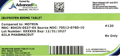 Ibuprofen 800mg Tablet #120 (Ibuprofen 800mg Tablet 80425 0537 05)